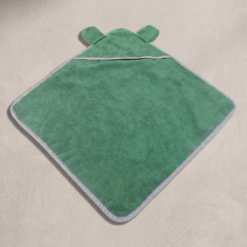 Green microfibre hooded drying towel