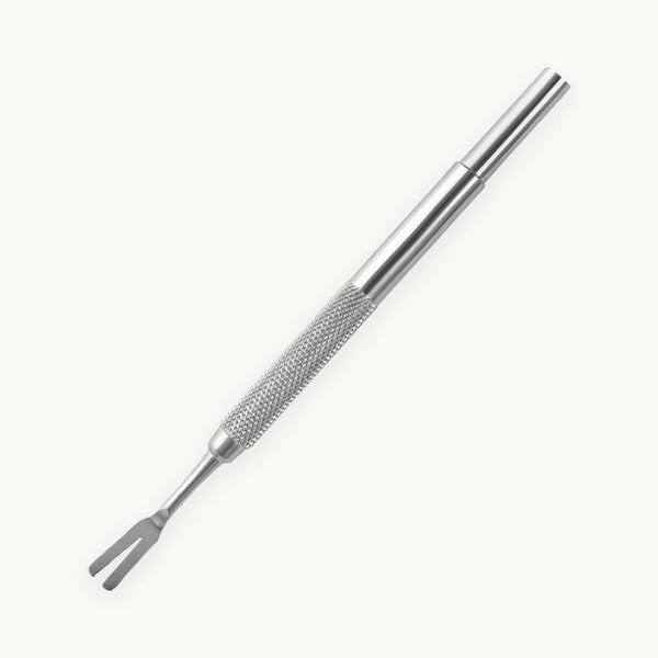 The kit's stainless steel tick remover, fine-tipped