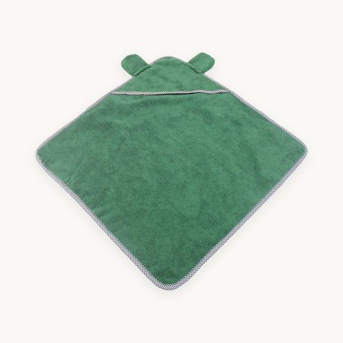 Green microfibre drying towel, laid flat