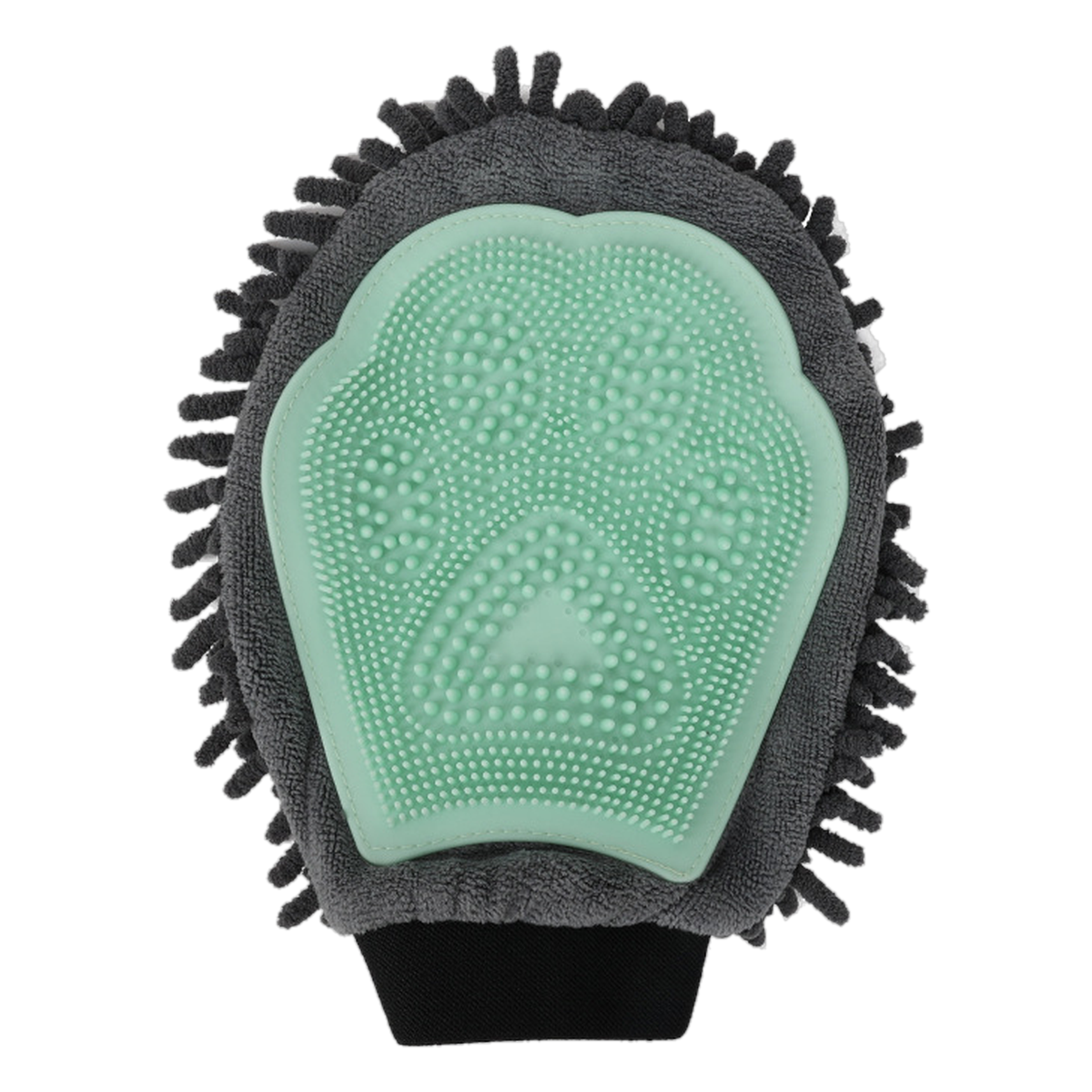 Green and grey bath and grooming glove